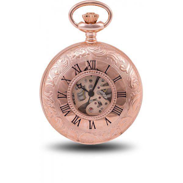 Klassik Taschenuhr Handaufzug, Doppelsavonette Skelett rosé Klassik Taschenuhr Handaufzug, Doppelsavonette Skelett rosé von POCKET