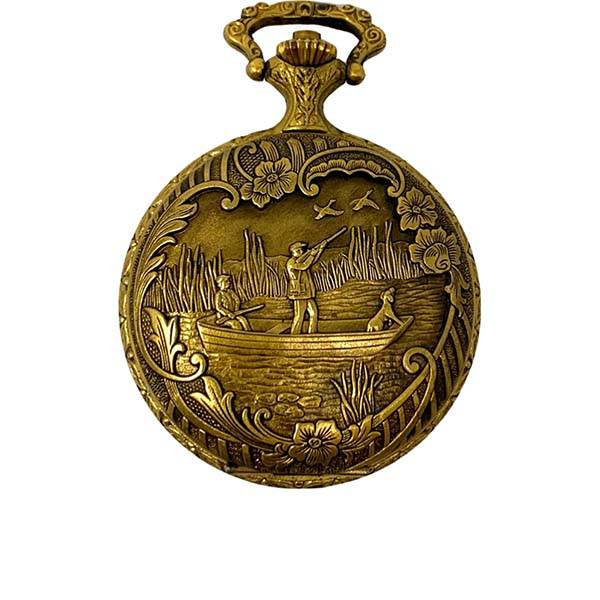 Vintage Entenjagd Taschenuhr, Handaufzug Skelett, broncé Vintage Entenjagd Taschenuhr, Handaufzug Skelett, broncé von POCKET