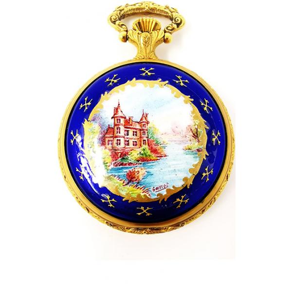 Vintage Taschenuhren Handaufzug, emailliert Villa am See Vintage Taschenuhren Handaufzug, emailliert Villa am See von POCKET