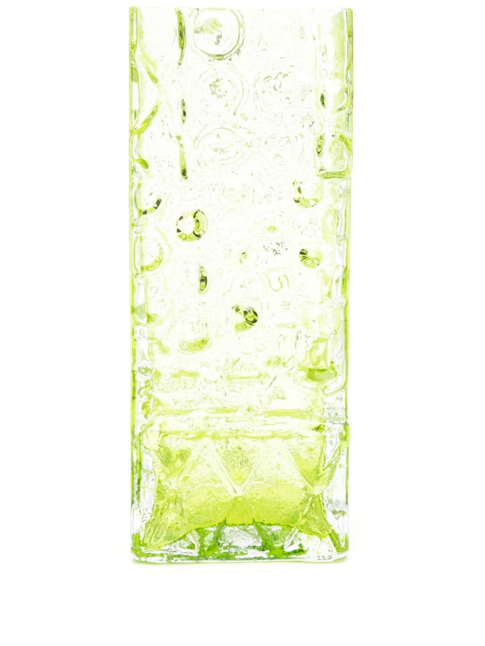 POLSPOTTEN Relief glass vase (34.5cm x 14.5cm) - Green von POLSPOTTEN