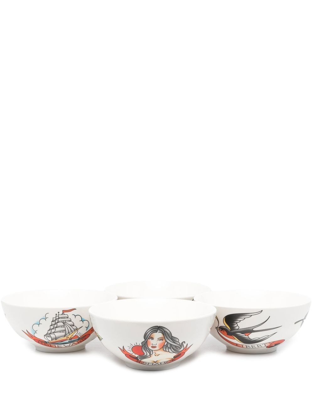 POLSPOTTEN tattoo set of 4 salad bowls - White von POLSPOTTEN