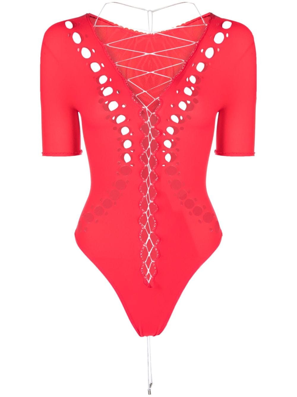 POSTER GIRL cut-out lace-up bodysuit - Red von POSTER GIRL