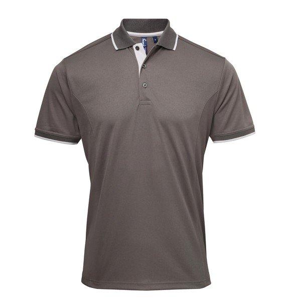 Kontrast Coolchecker Polo Shirt Herren Grau M von PREMIER