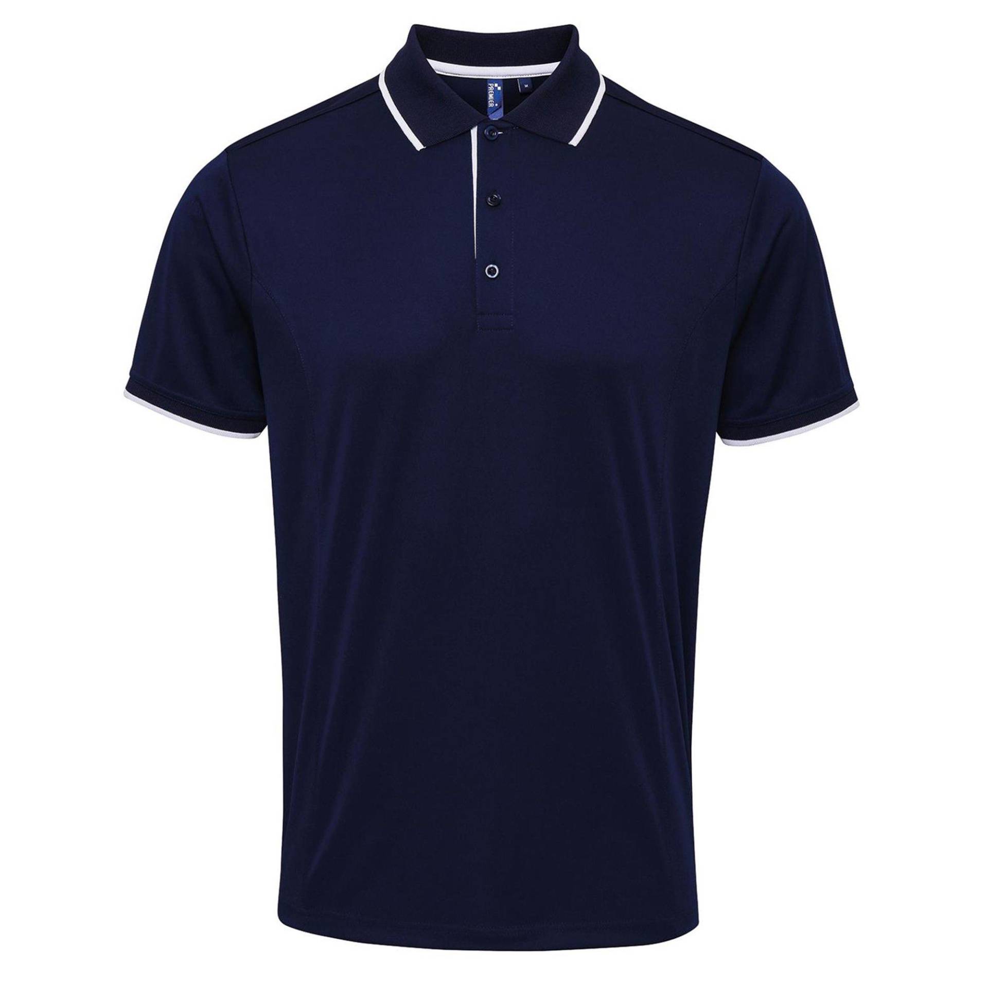 Kontrast Coolchecker Polo Shirt Herren Marine XL von PREMIER