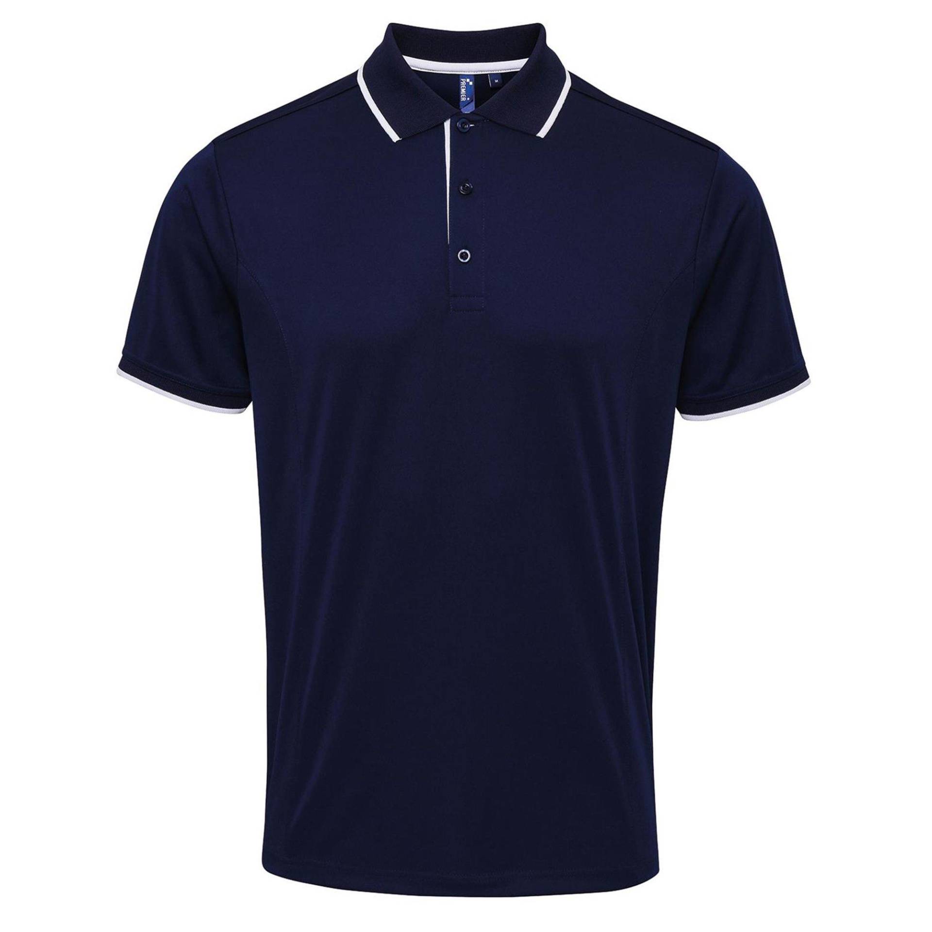 Kontrast Coolchecker Polo Shirt Herren Marine XXL von PREMIER