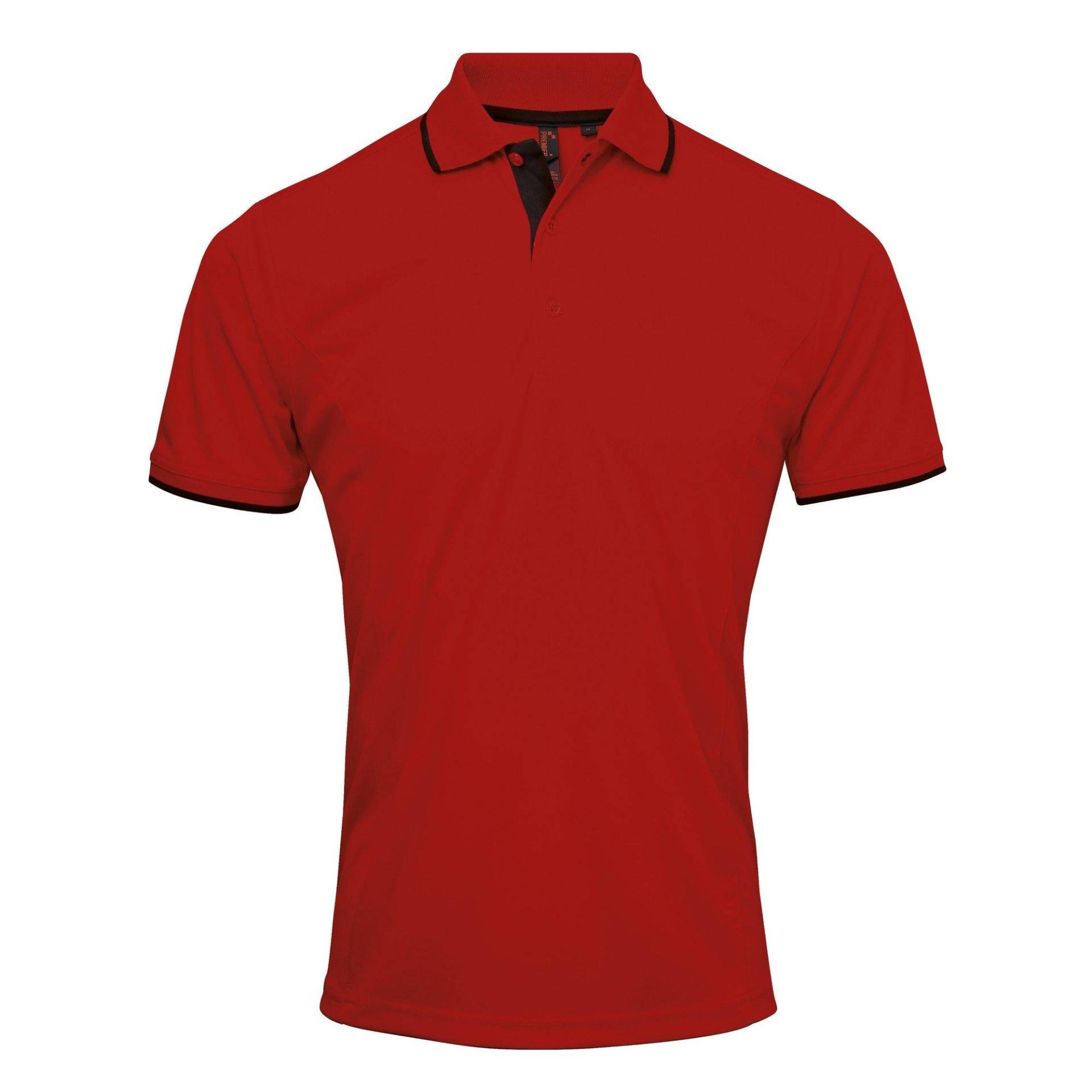 Kontrast Coolchecker Polo Shirt Herren Rot Bunt S von PREMIER