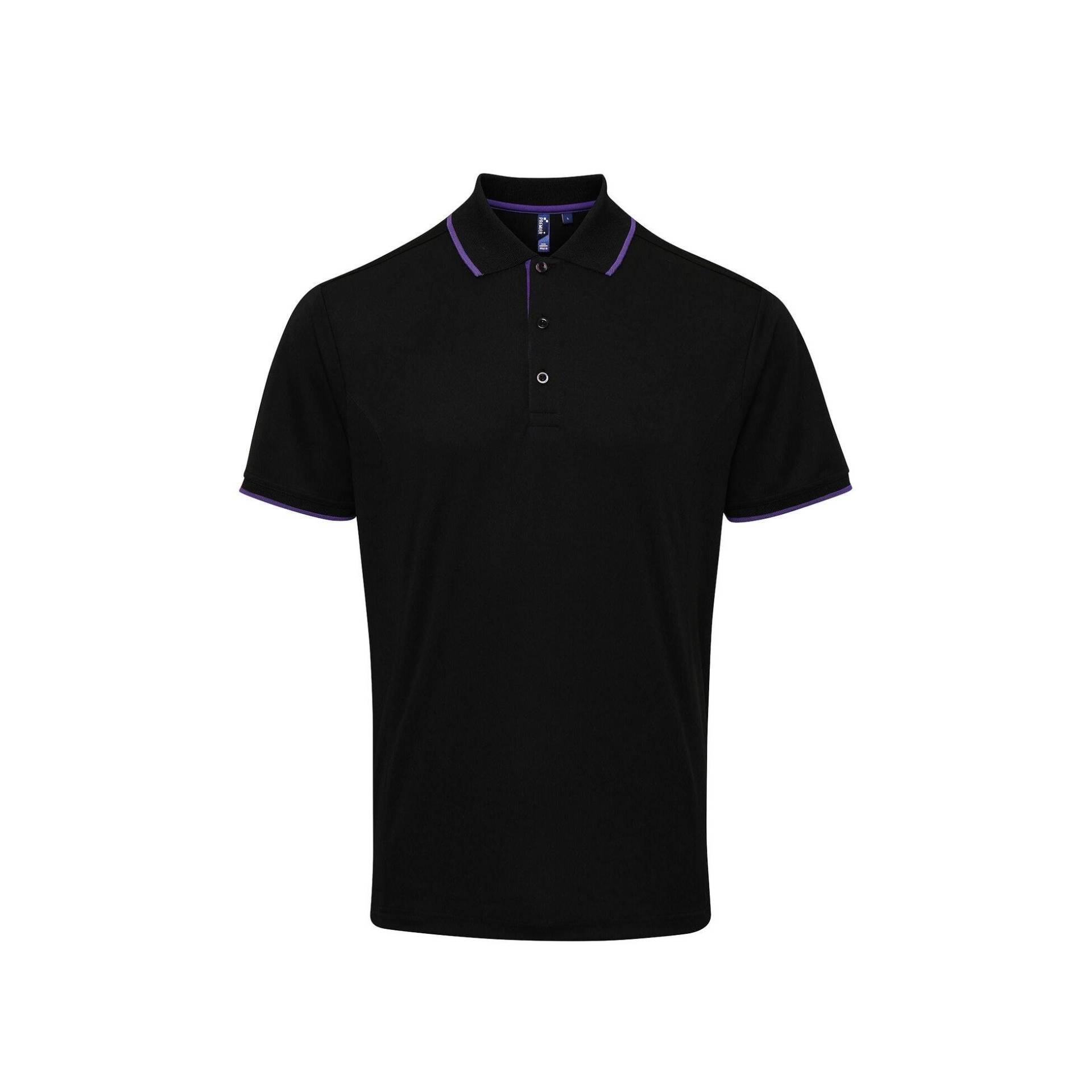 Kontrast Coolchecker Polo Shirt Herren Schwarz 3XL von PREMIER