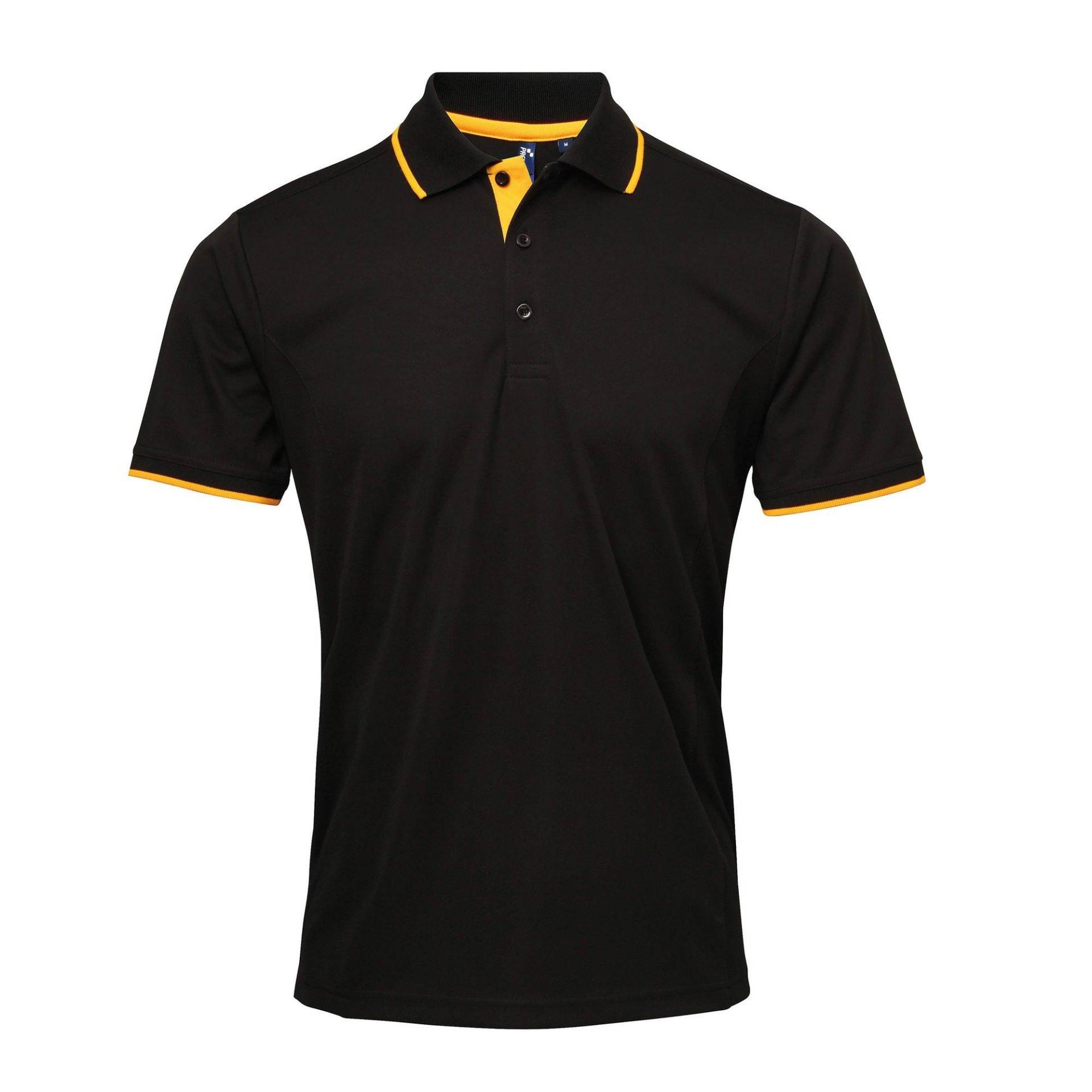 Kontrast Coolchecker Polo Shirt Herren Schwarz L von PREMIER