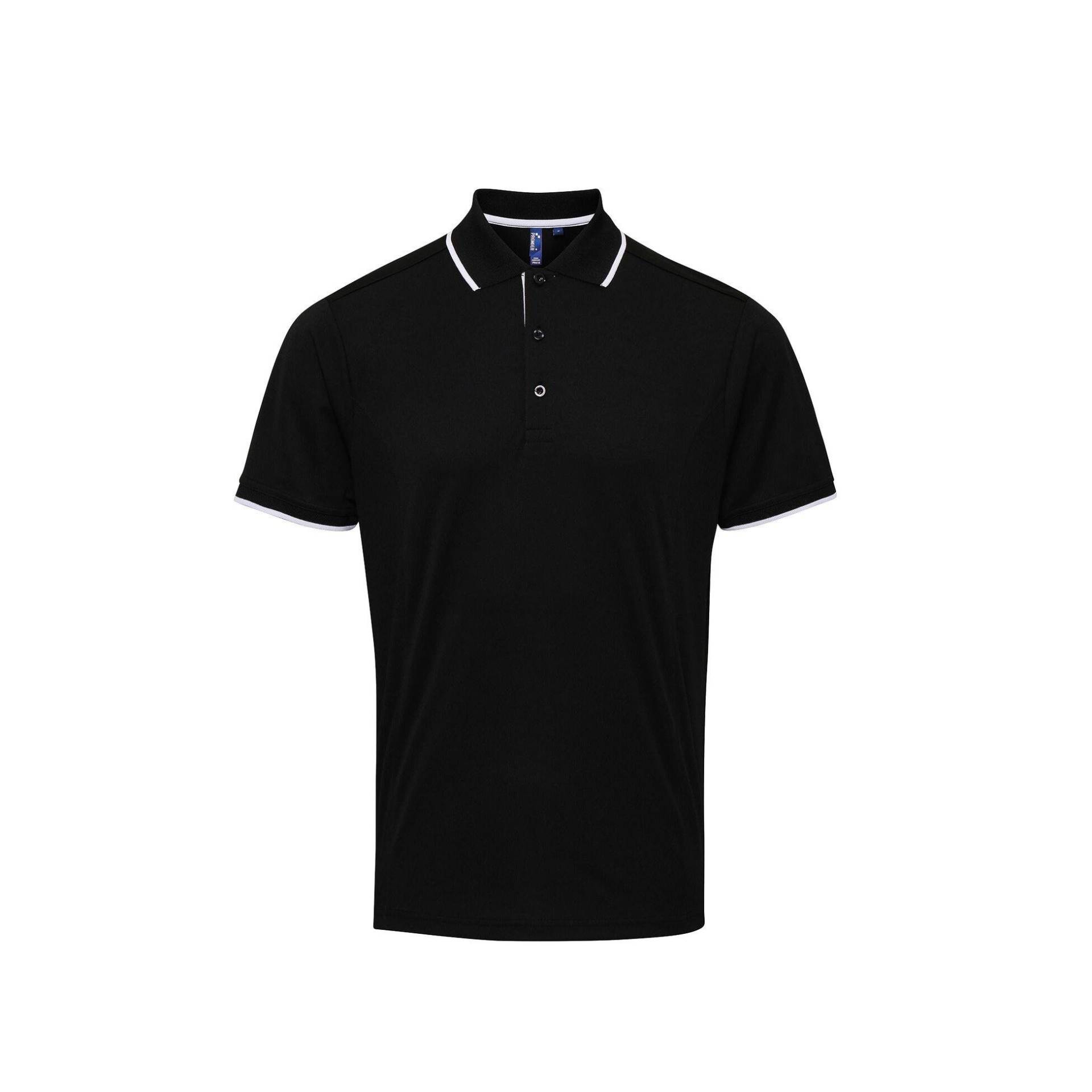 Kontrast Coolchecker Polo Shirt Herren Schwarz S von PREMIER