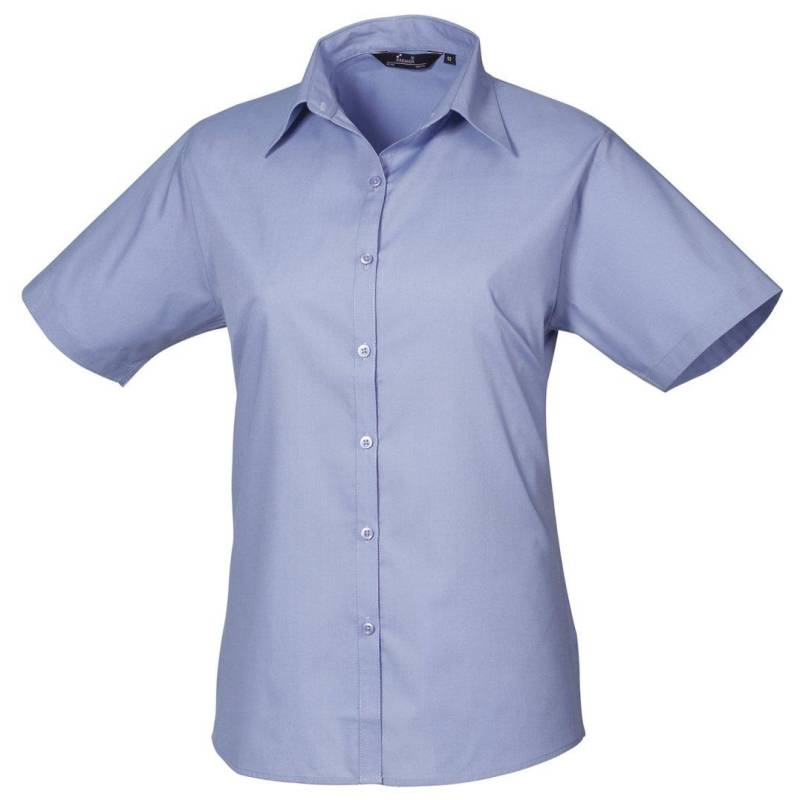 Kurzarm Popeline Bluse Arbeitshemd Damen Blau 44 von PREMIER