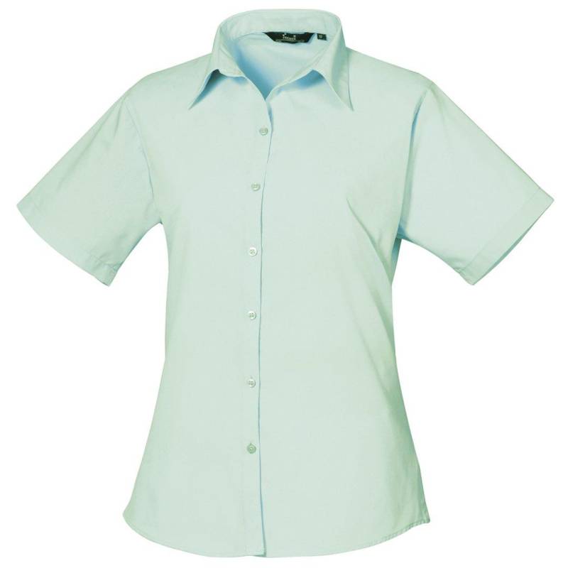 Kurzarm Popeline Bluse Arbeitshemd Damen Aquamarine 34 von PREMIER