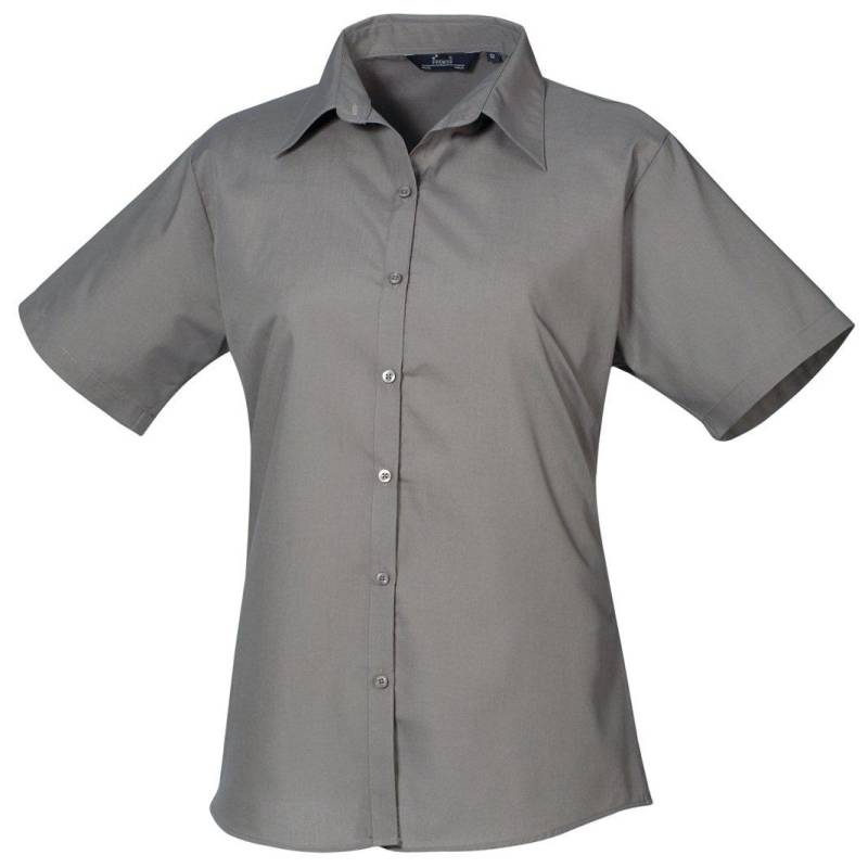 Kurzarm Popeline Bluse Arbeitshemd Damen Grau 36 von PREMIER