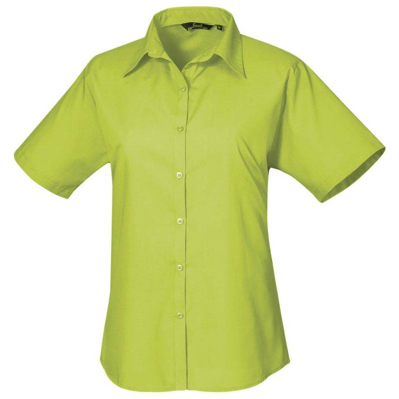 Kurzarm Popeline Bluse Arbeitshemd Damen Limone 38 von PREMIER