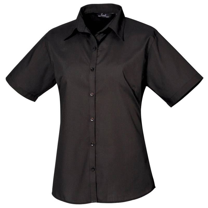 Kurzarm Popeline Bluse Arbeitshemd Damen Schwarz 40 von PREMIER