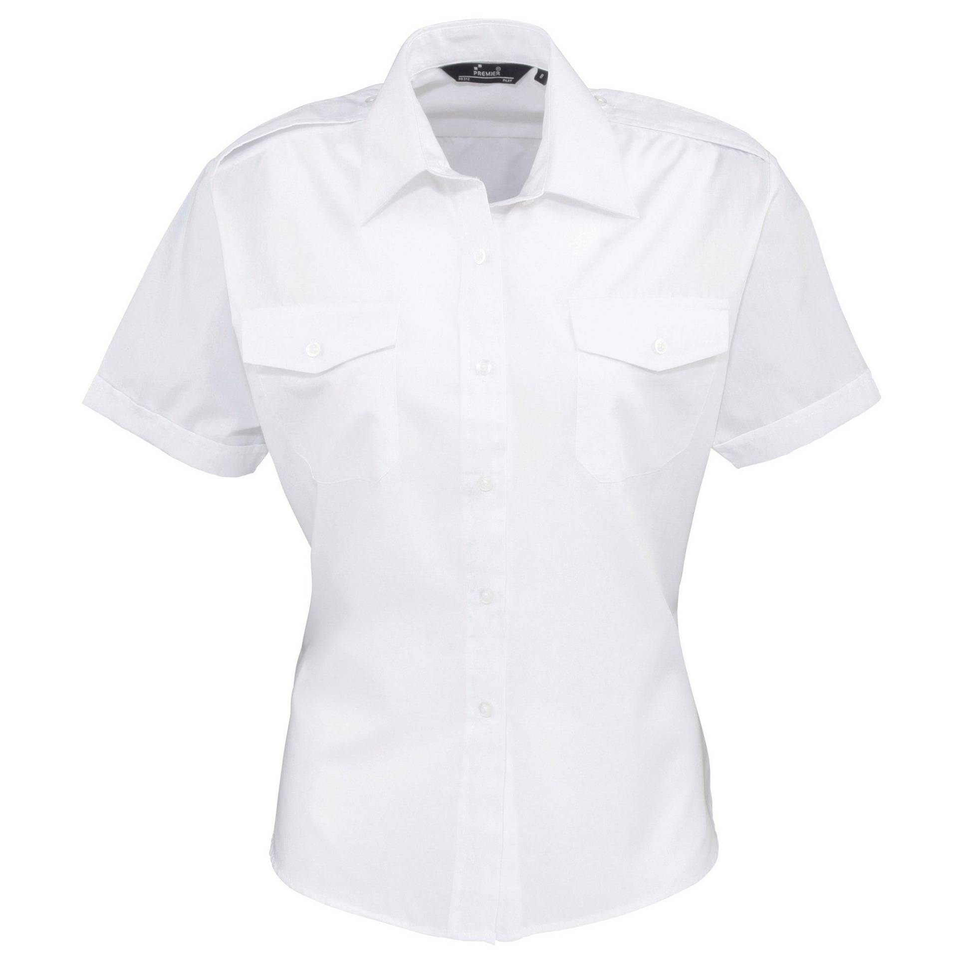 Pilot Bluse Kurzarm Damen Weiss 42 von PREMIER