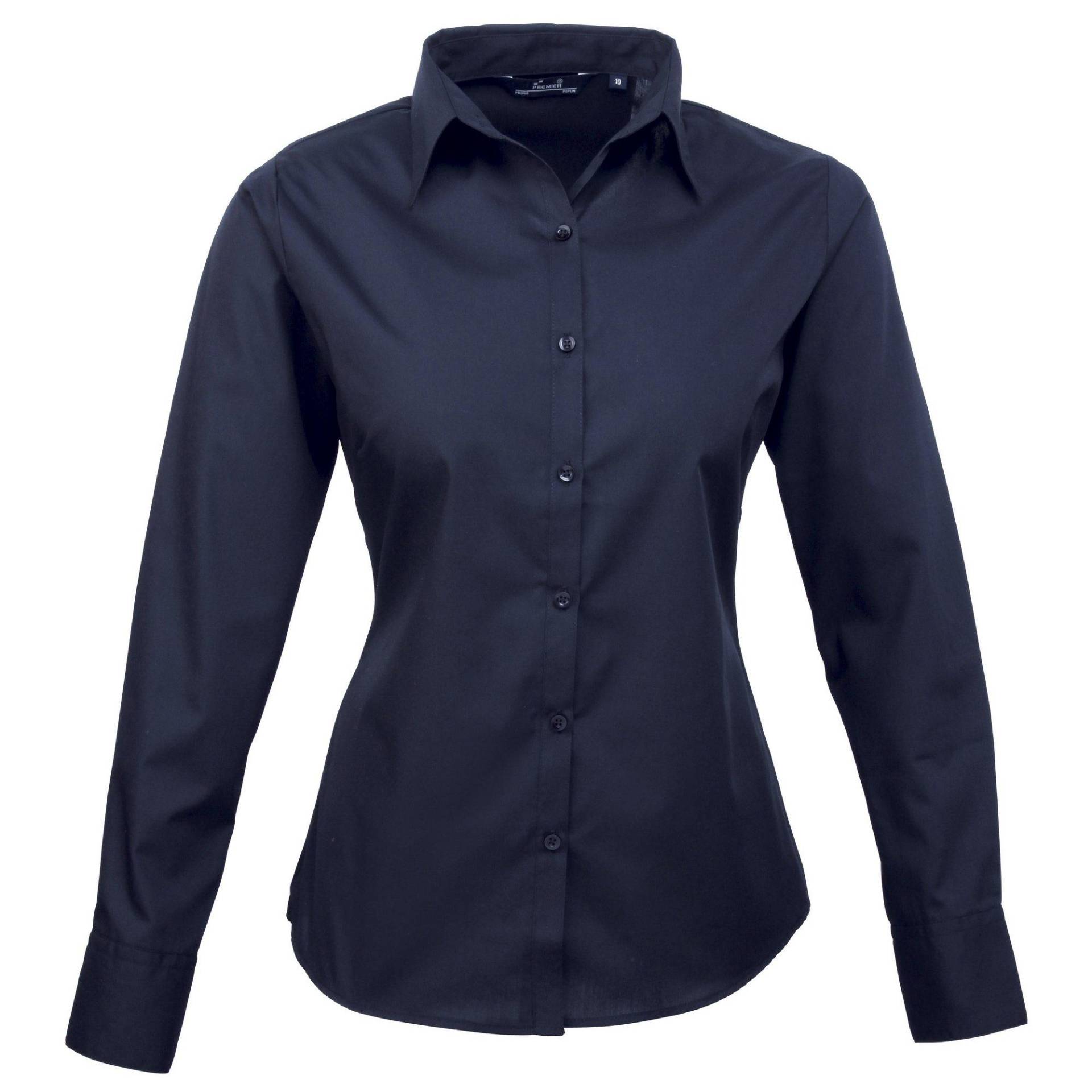 Popeline Bluse Arbeitshemd, Langärmlig Damen Marine 48 von PREMIER