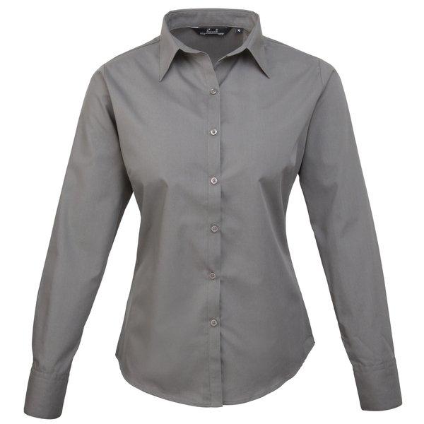 Popeline Bluse Arbeitshemd Damen Grau 48 von PREMIER