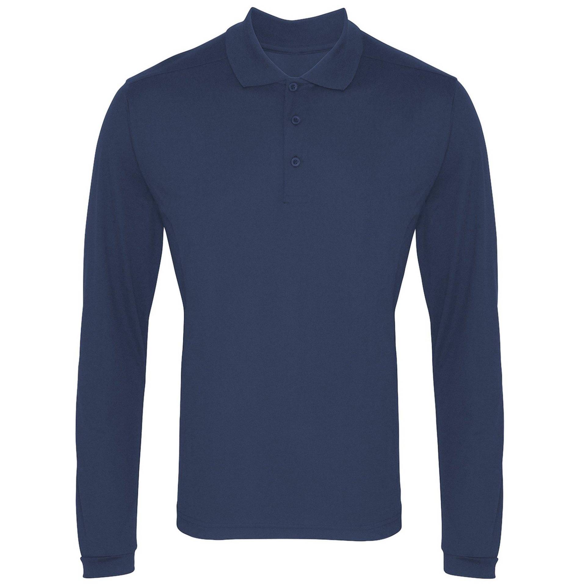 Coolchecker Pique Polohemd, Langärmlig Herren Marine 4XL von PREMIER