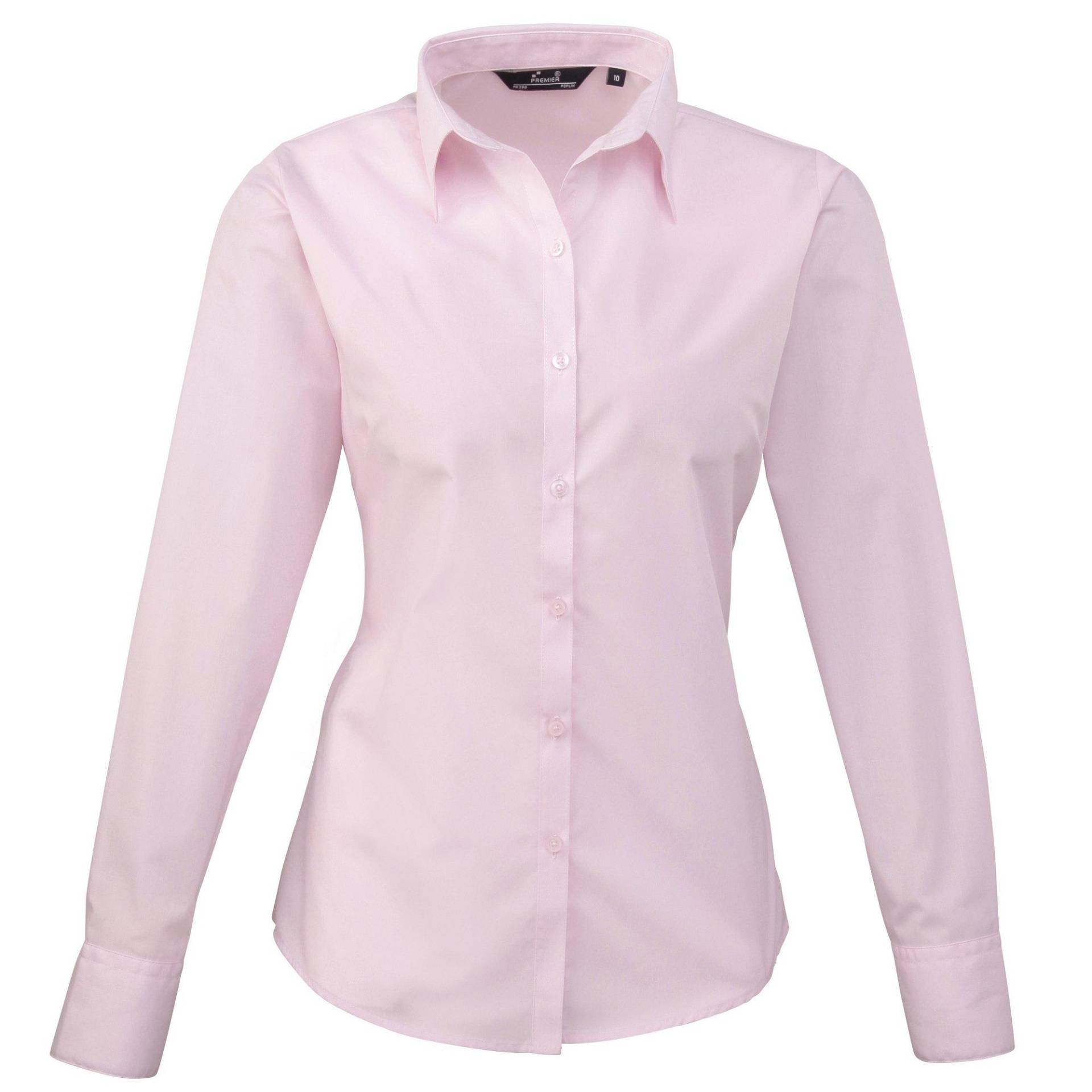 Popeline Bluse Arbeitshemd, Langärmlig Damen Pink 50 von PREMIER