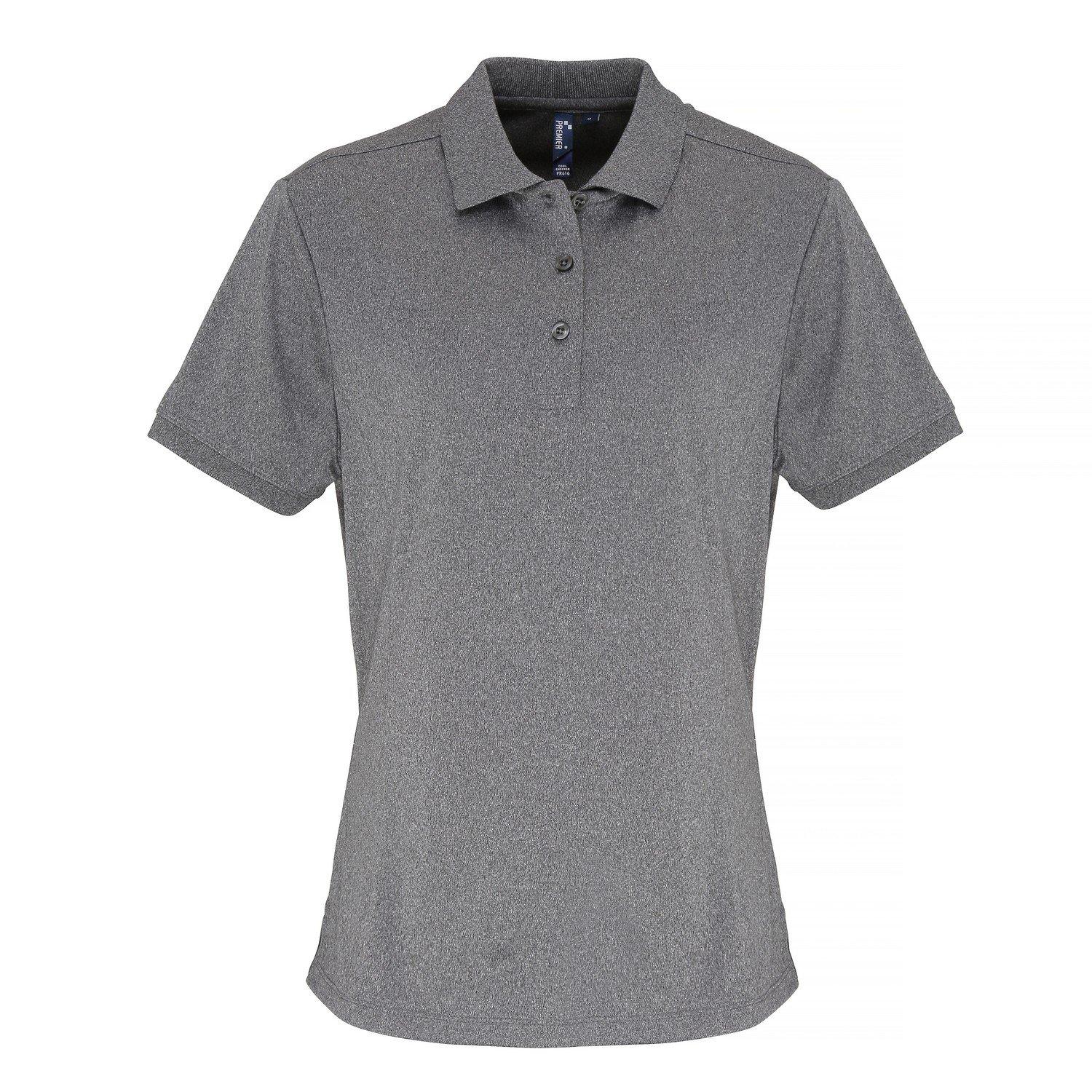 Coolchecker Piqué Poloshirt Polohemd, Kurzarm Damen Grau L von PREMIER