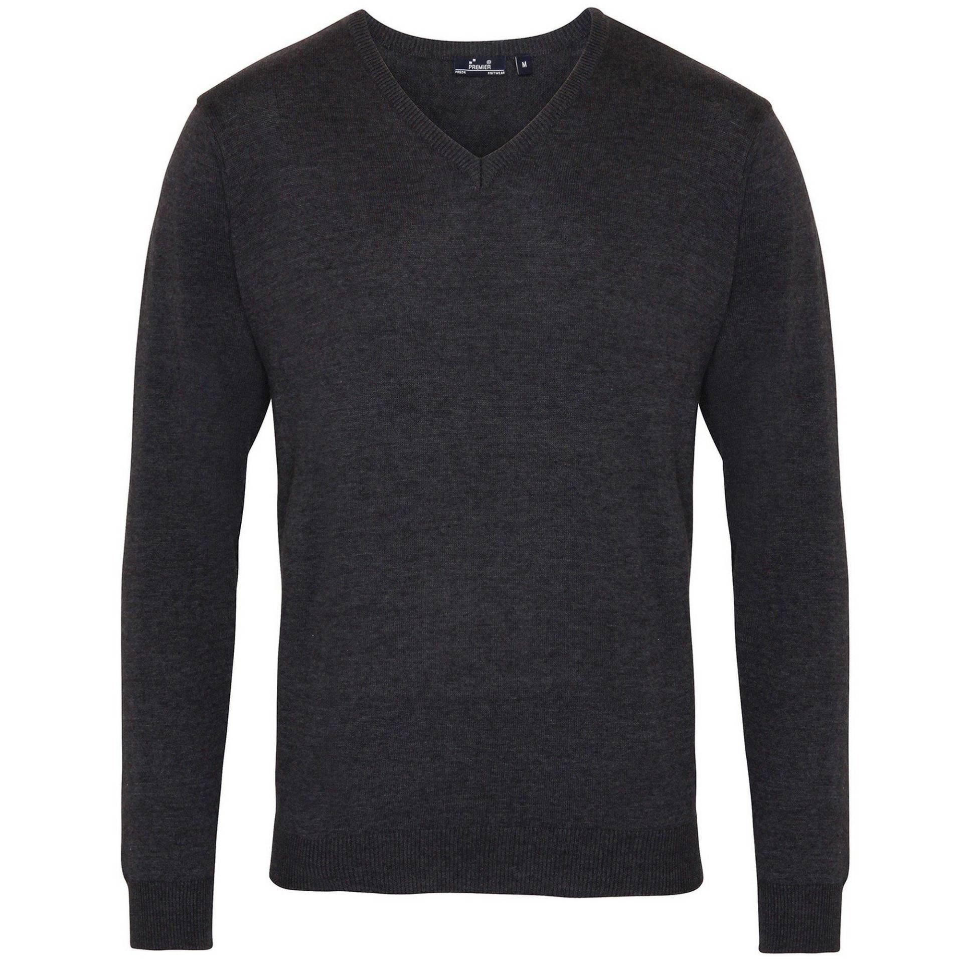 Strickpullover Mit Vausschnitt Herren Charcoal Black L von PREMIER