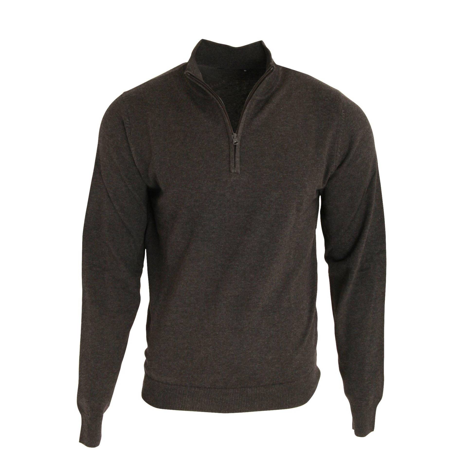 14 Zip Strick Sweater Herren Charcoal Black M von PREMIER