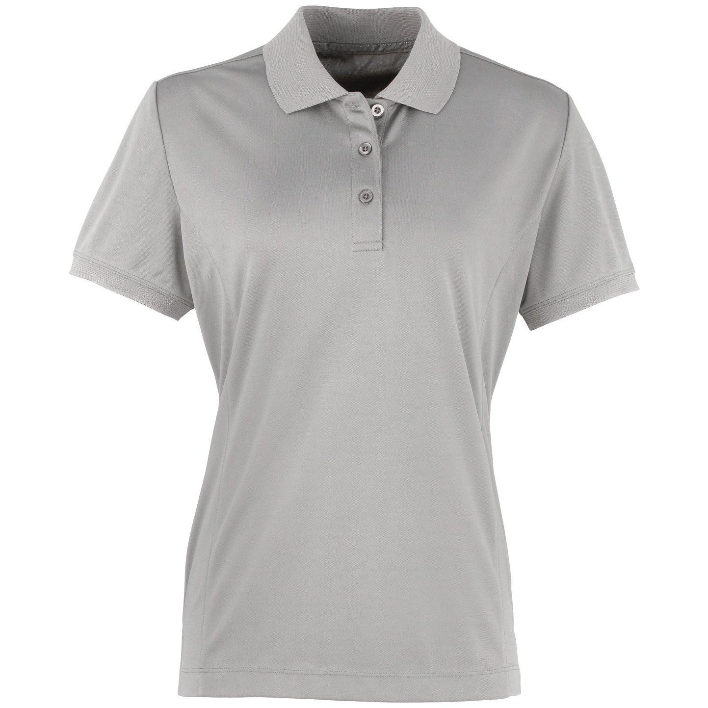 Coolchecker Piqué Poloshirt Polohemd, Kurzarm Damen Silber S von PREMIER