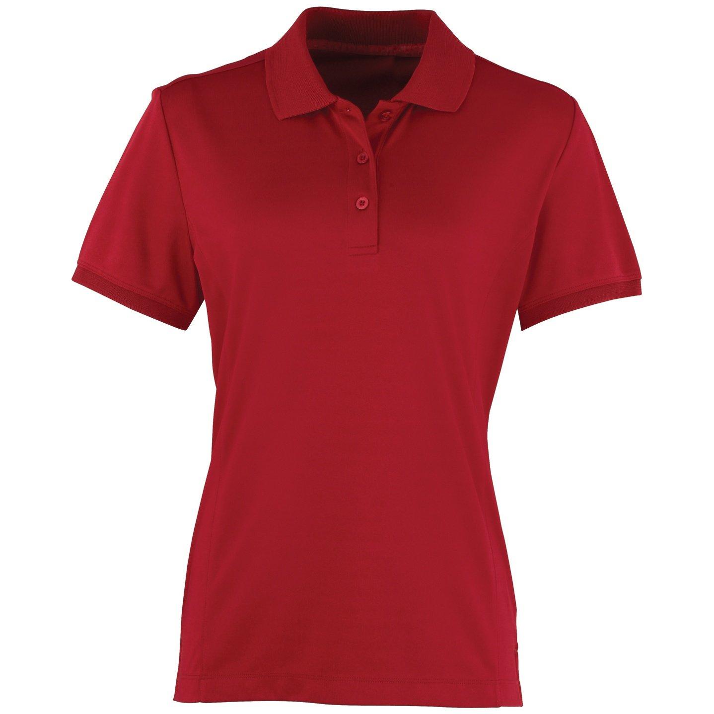 Coolchecker Piqué Poloshirt Polohemd, Kurzarm Damen Weinrot S von PREMIER