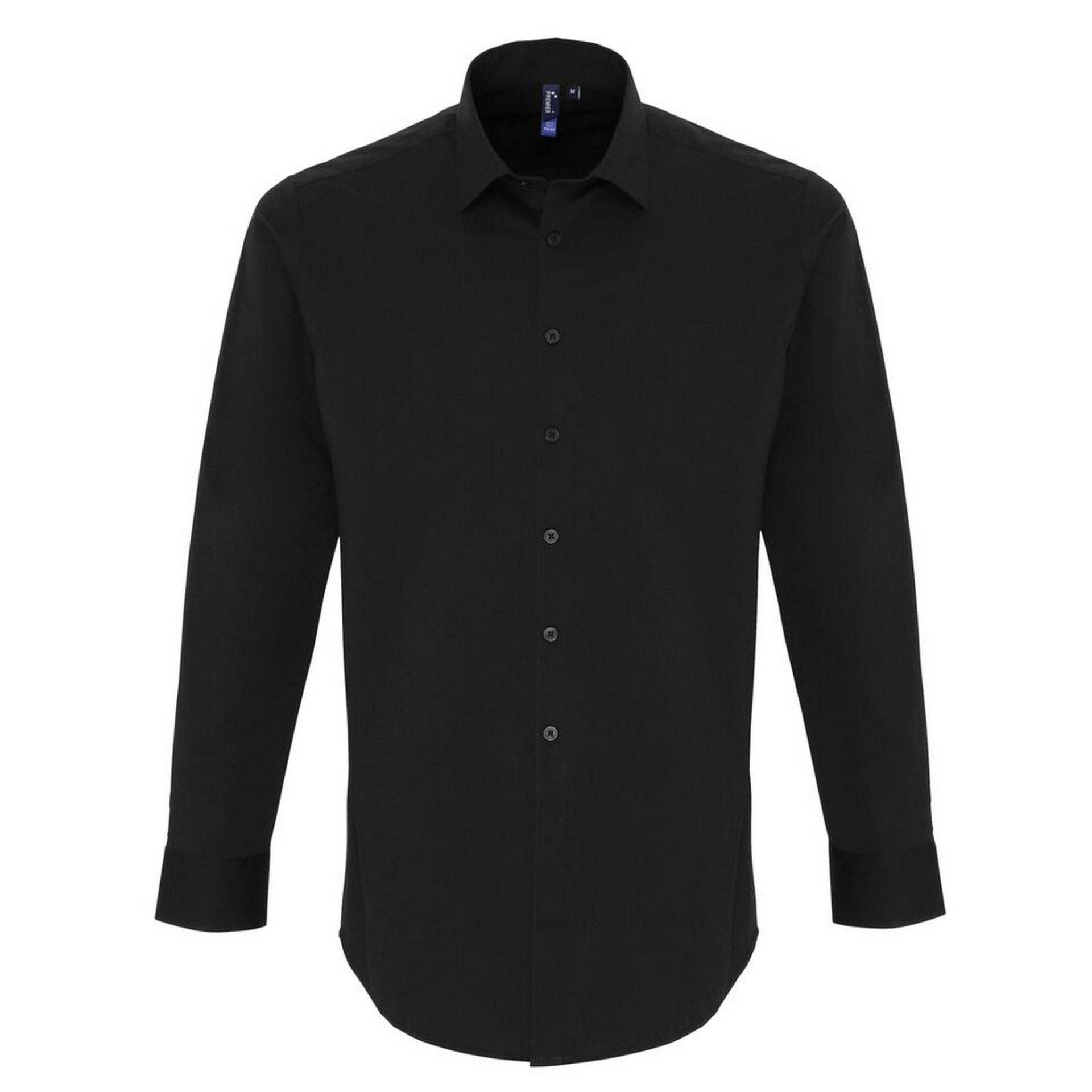 Chemise À Manches Longues En Popeline Stretch Herren Schwarz XL von PREMIER