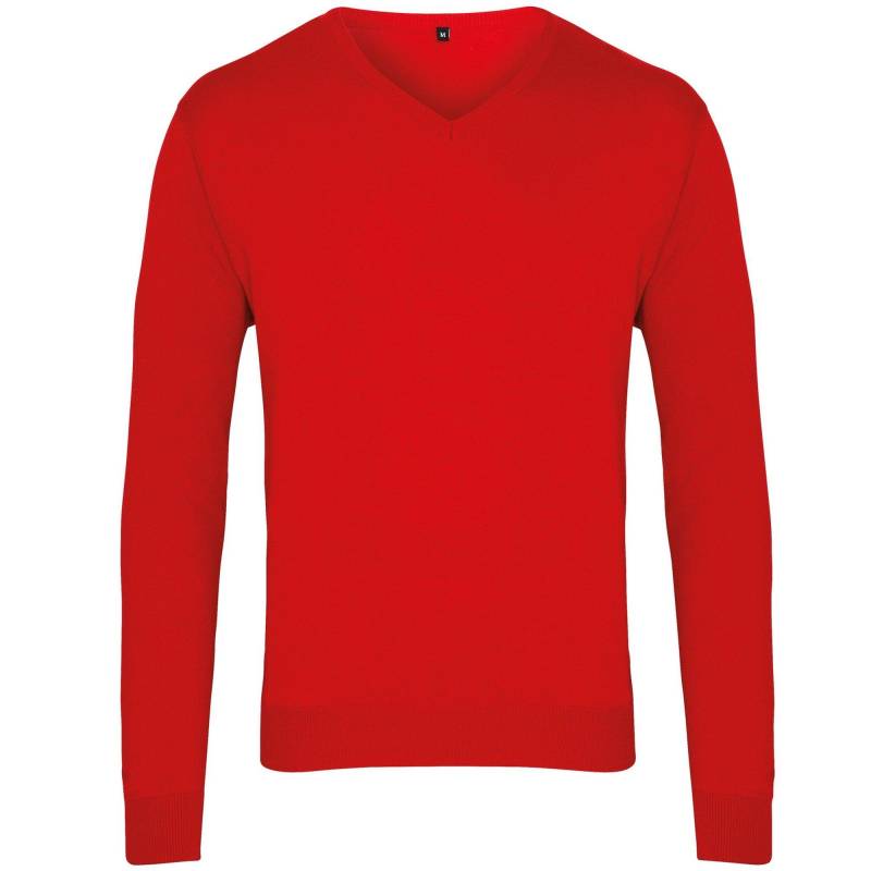 Strickpullover Mit Vausschnitt Herren Rot Bunt XL von PREMIER