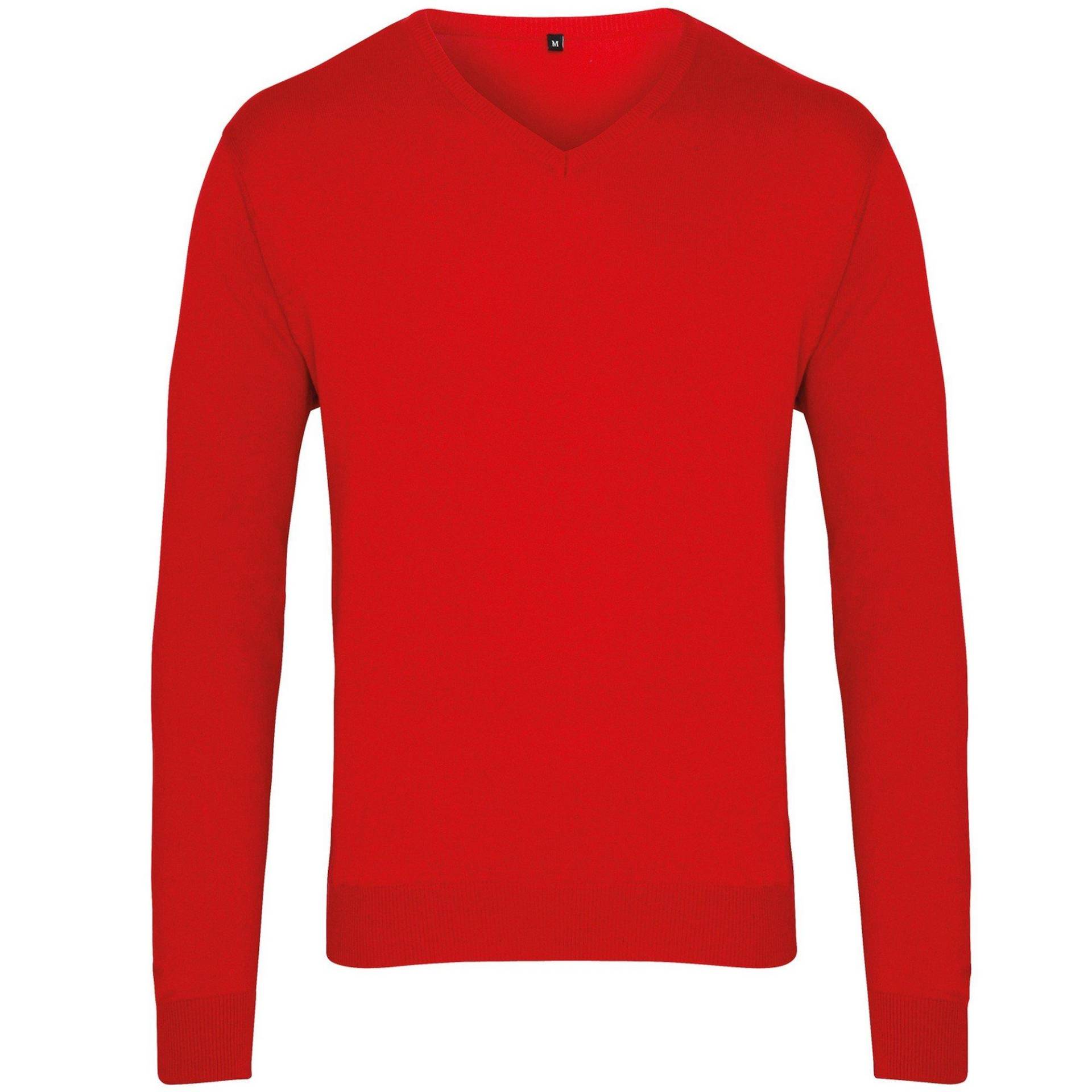 Strickpullover Mit Vausschnitt Herren Rot Bunt XXL von PREMIER