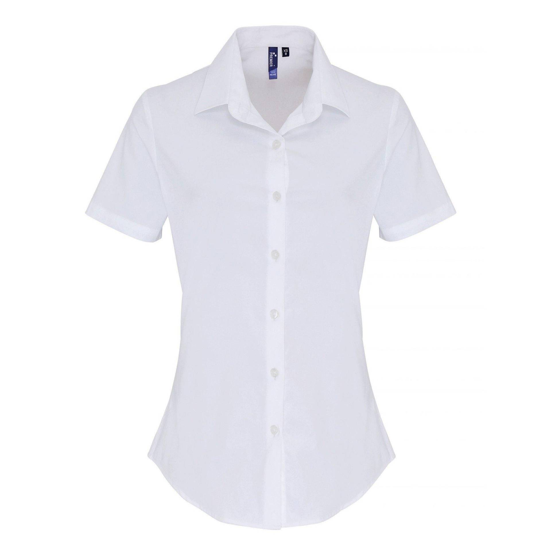 Bluse Kurzärmlig Damen Weiss L von PREMIER