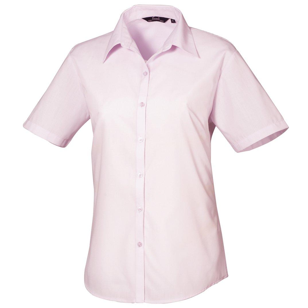 Kurzarm Popeline Bluse Arbeitshemd Damen Pink 36 von PREMIER