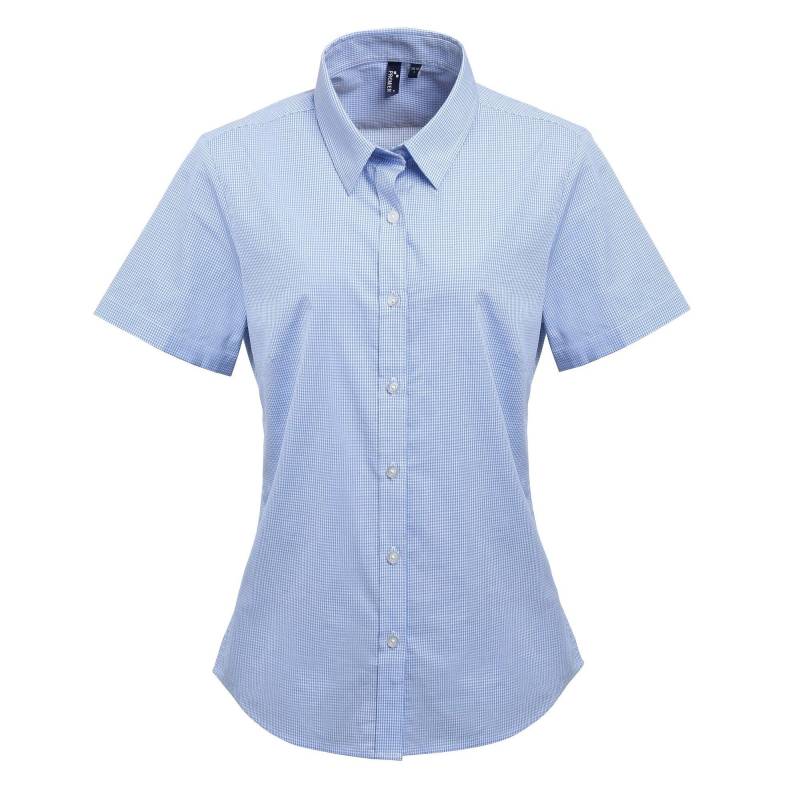 Microkaro Kurzarm Bluse Damen Blau M von PREMIER