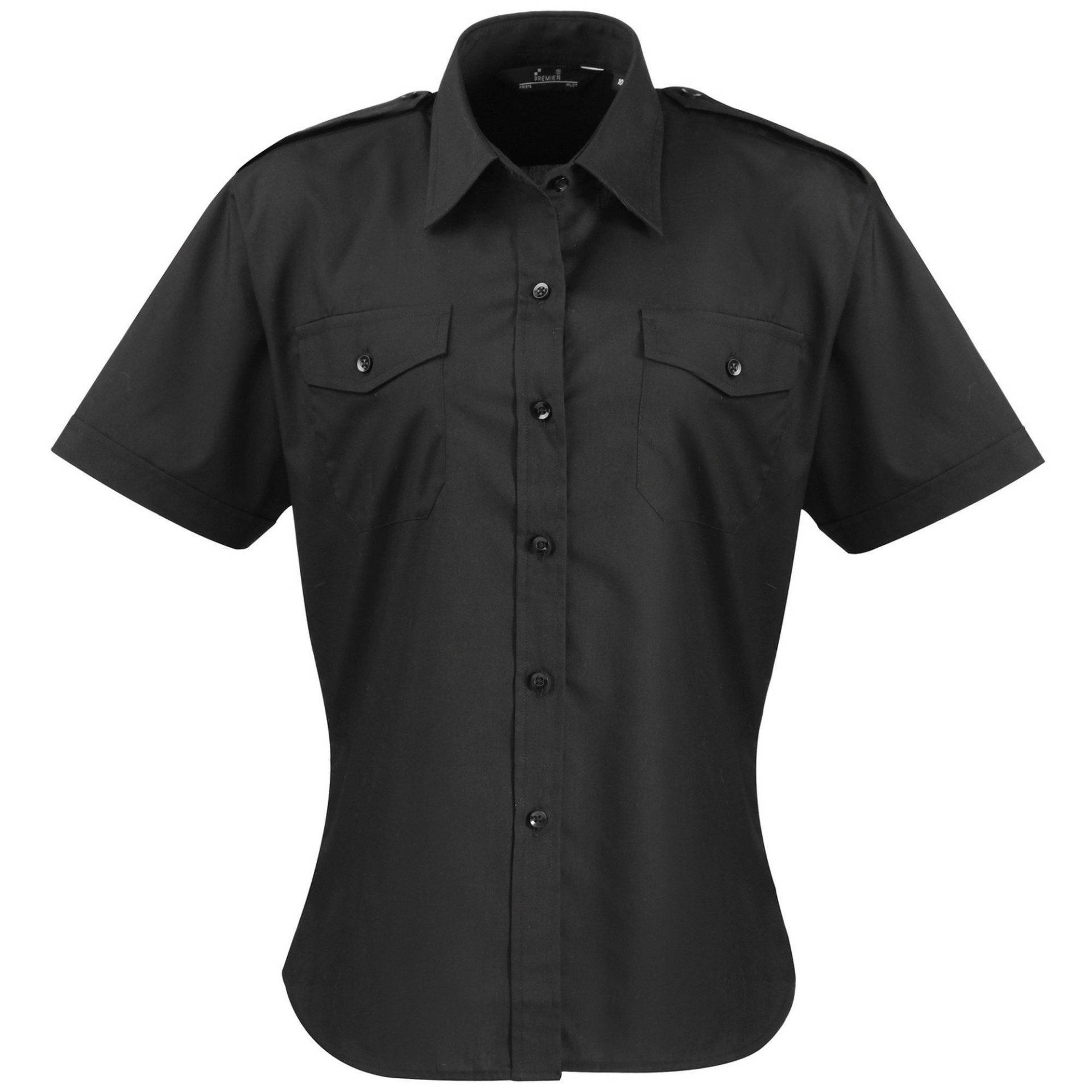 Pilot Bluse Kurzarm Damen Schwarz 52 von PREMIER