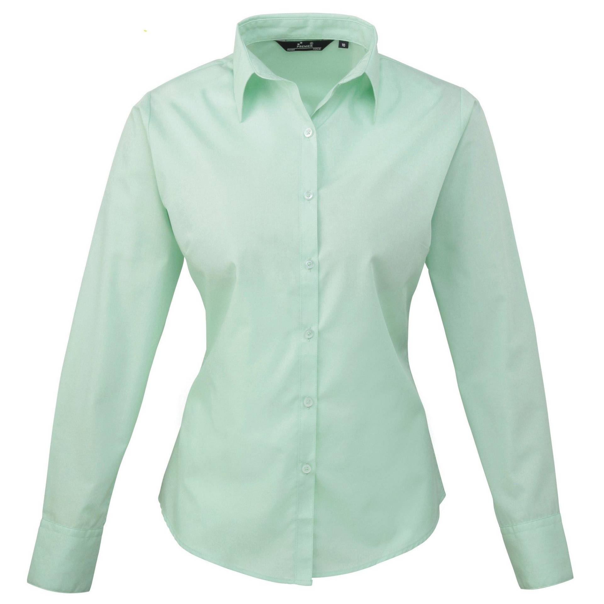 Popeline Bluse Arbeitshemd, Langärmlig Damen Aquamarine 38 von PREMIER