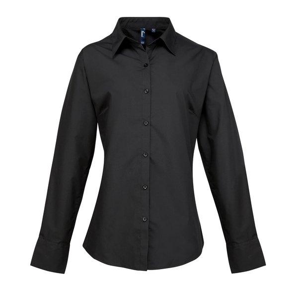 Popelinebluse Bluse Arbeitshemd, Langärmlig Damen Schwarz 34 von PREMIER