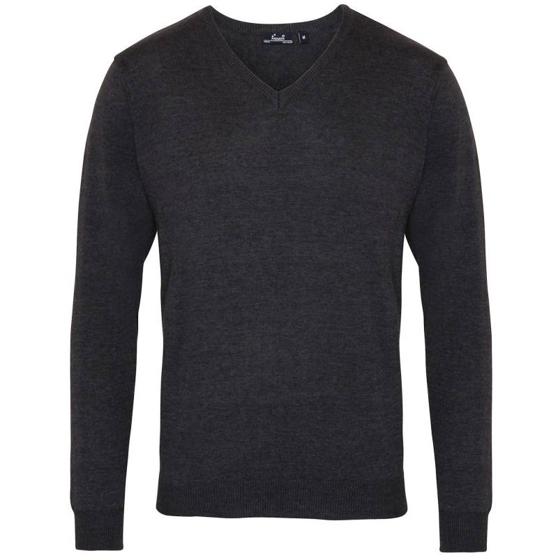 Strickpullover Mit Vausschnitt Herren Charcoal Black 3XL von PREMIER