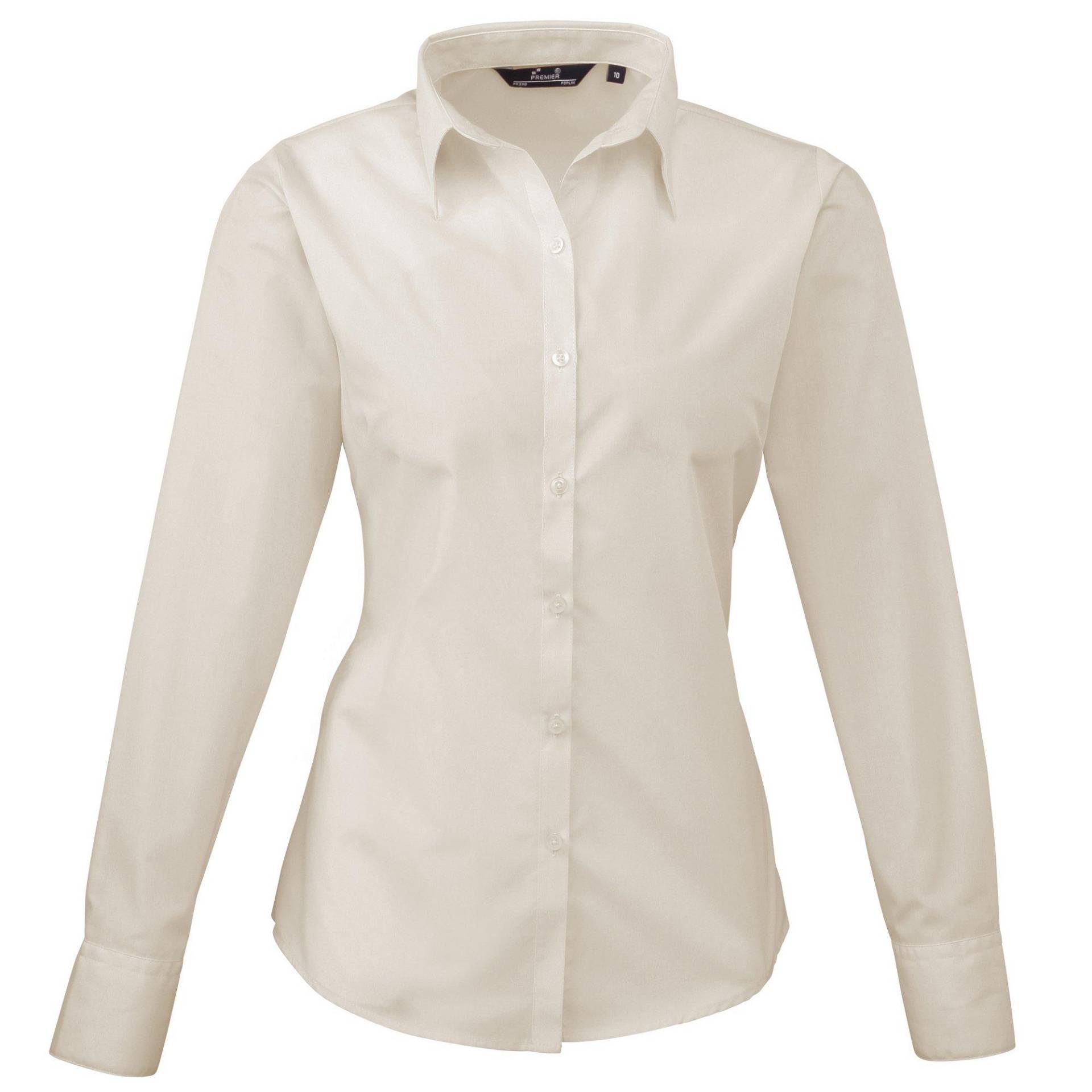 Popeline Bluse Arbeitshemd, Langärmlig Damen Beige 44 von PREMIER