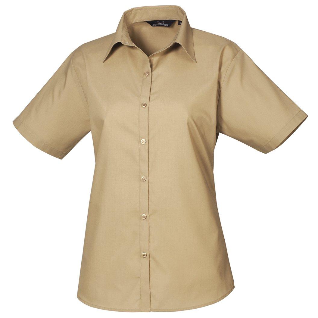 Popeline Bluse Damen Khaki 38 von PREMIER