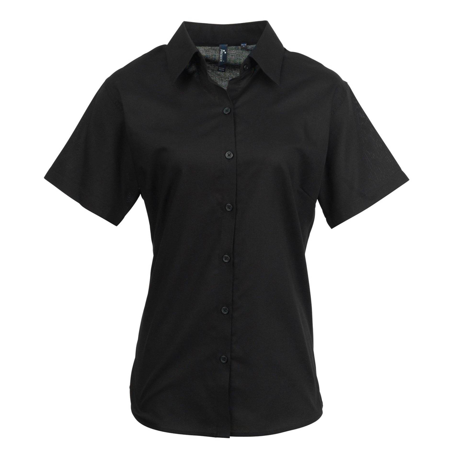 Oxfordbluse Bluse Arbeitshemd, Kurzärmlig Damen Schwarz 40 von PREMIER