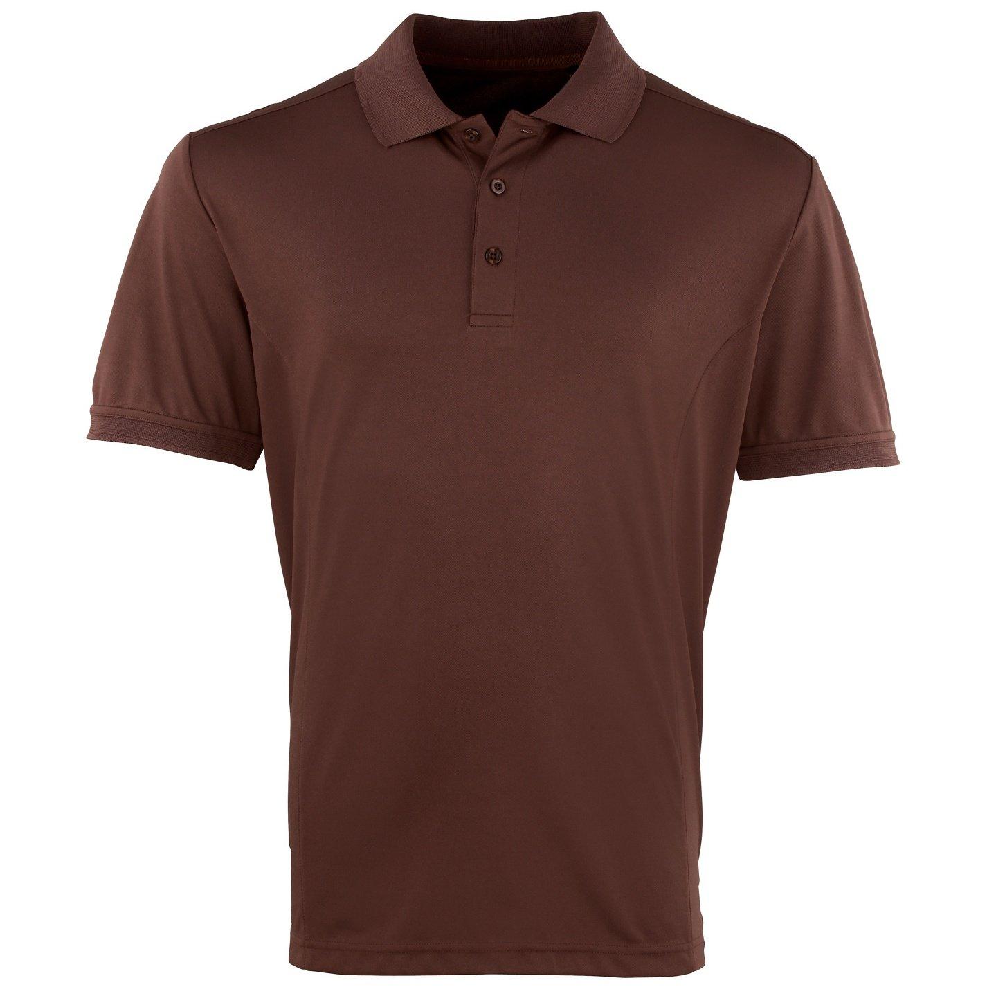 Coolchecker Pique Kurzarm Polo Tshirt Herren Braun L von PREMIER