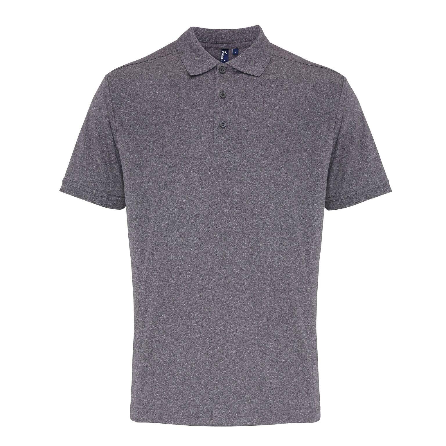 Coolchecker Pique Kurzarm Polo Tshirt Herren Grau L von PREMIER