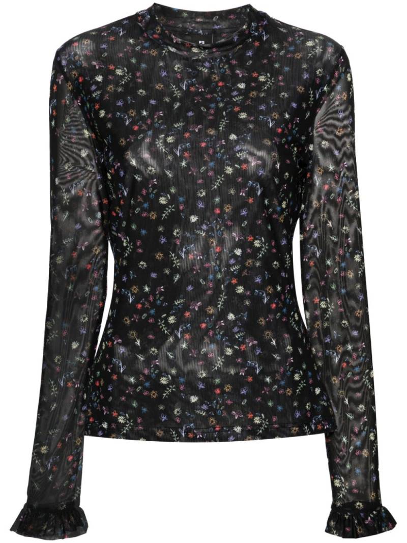 PS Paul Smith Doodle long-sleeve mesh top - Black von PS Paul Smith