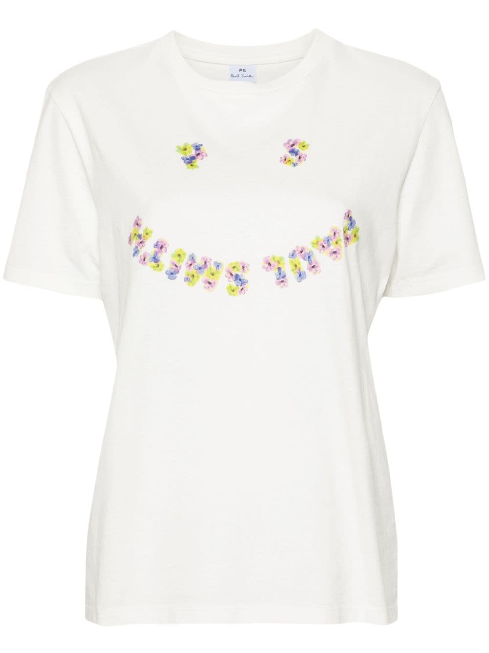 PS Paul Smith Floral Happy-print cotton T-shirt - White von PS Paul Smith