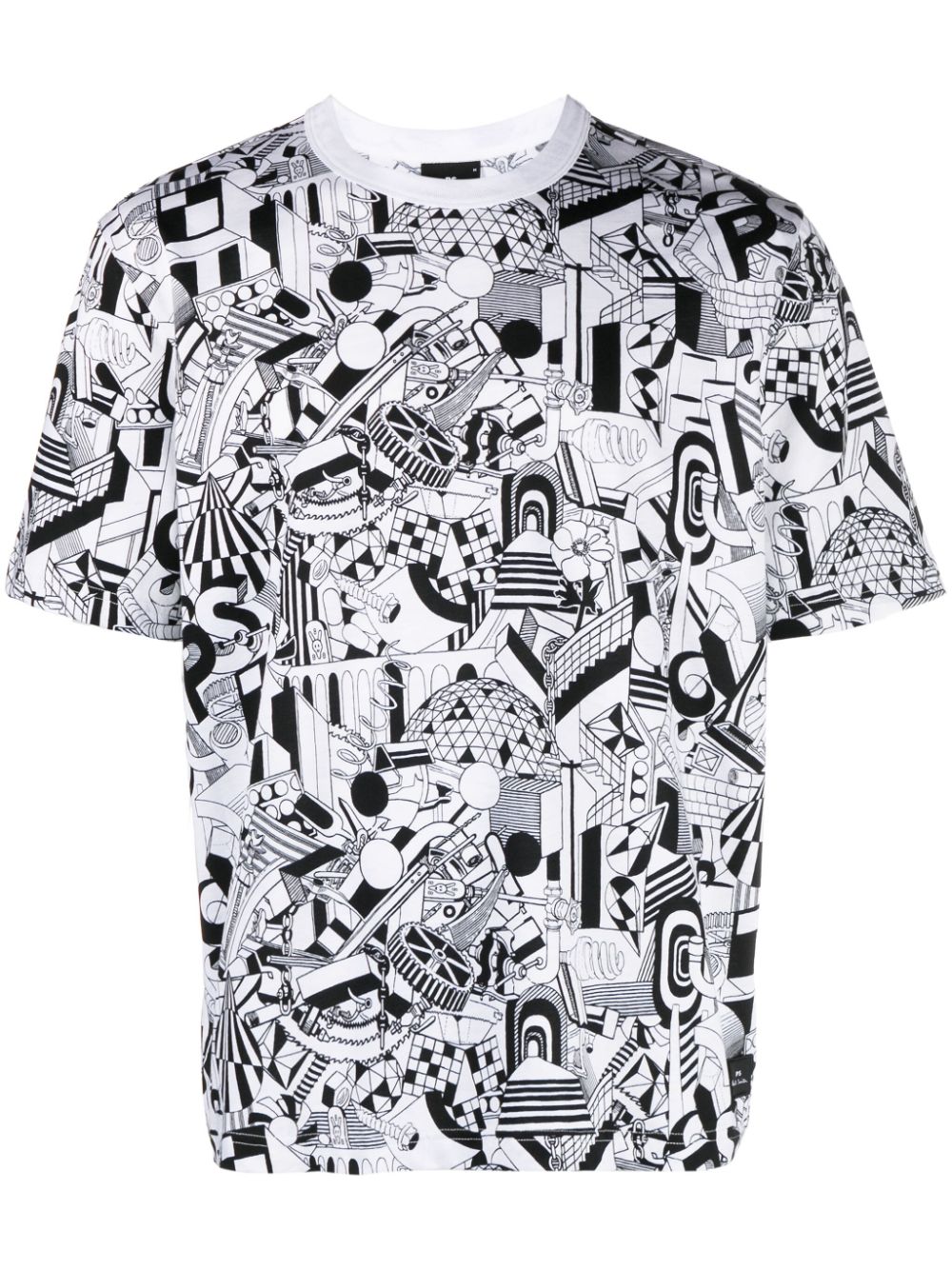 PS Paul Smith Industrial-print cotton T-shirt - White von PS Paul Smith