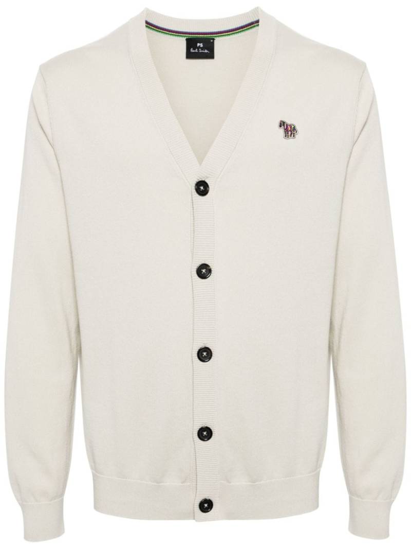 PS Paul Smith Zebra-patch V-neck cardigan - Neutrals von PS Paul Smith