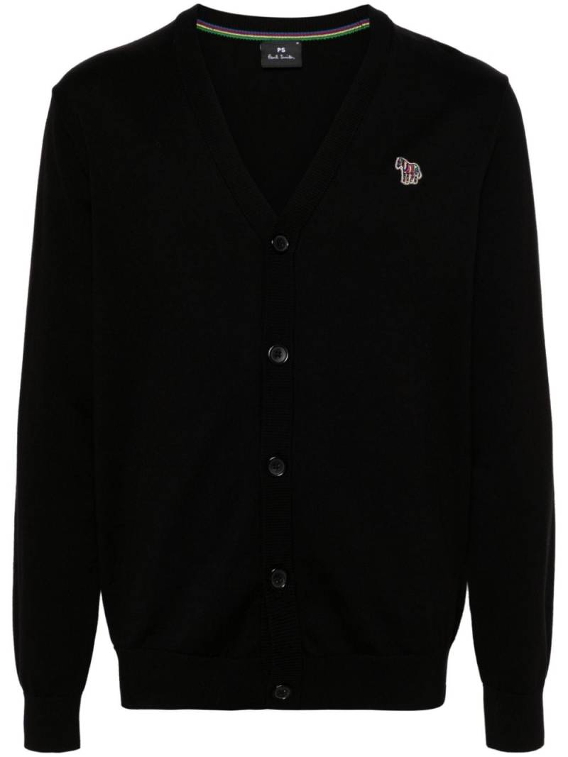 PS Paul Smith Zebra-patch V-neck cardigan - Black von PS Paul Smith