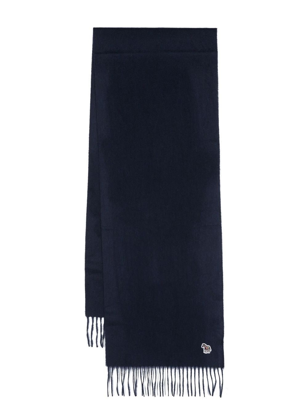 PS Paul Smith Zebra-patch fringed wool scarf - Blue von PS Paul Smith
