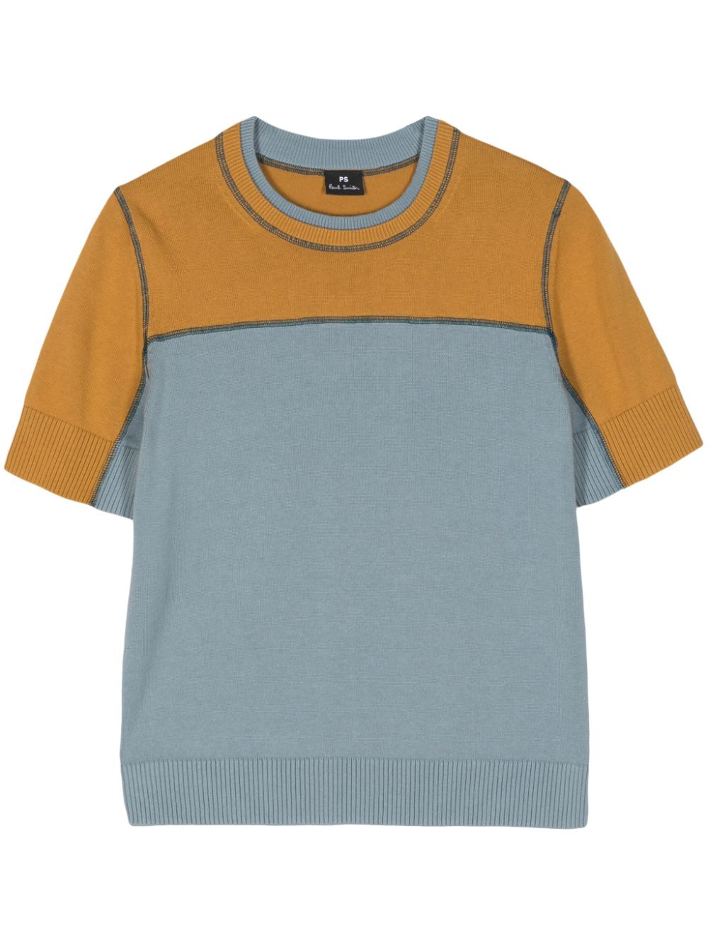 PS Paul Smith contrast-stitching colour-block knitted top - Blue von PS Paul Smith
